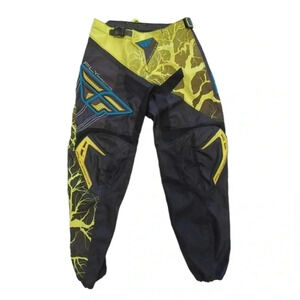 Fly Motocross Motorcycle Riding Pants  Black, Lime & Blue Size 30